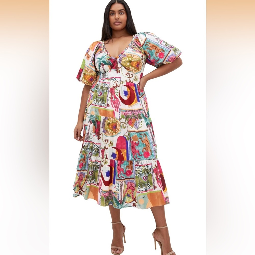 City Chic 22 Bohemian Whimsical Midi Dress - Picture 11 of 12
